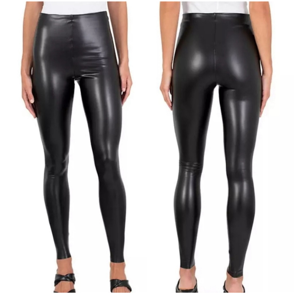 Joie Faux Leather High Waisted Leggings Black Pants Size XL